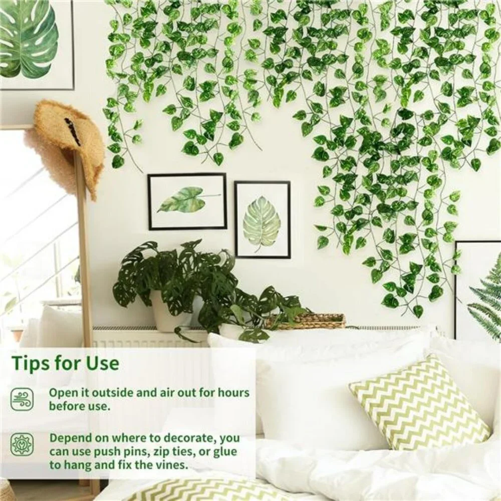 24 Pack 168ft Artificial Ivy Garland Fake Green Vines Wall Room Decor